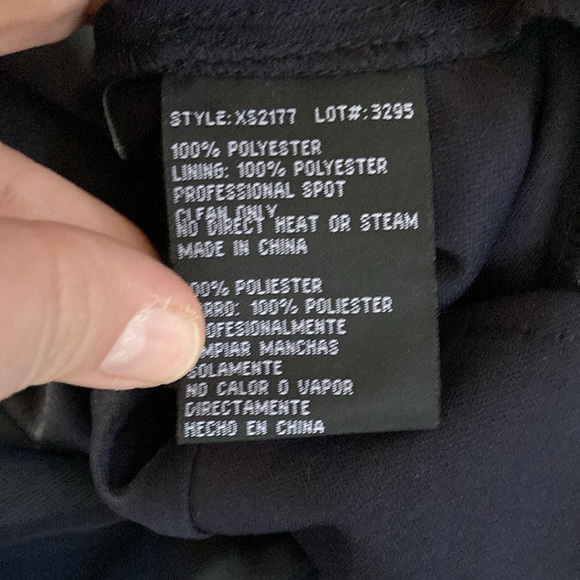 One shoulder navy blue gown with drape in back and crystal detail - Picture 5 of 5